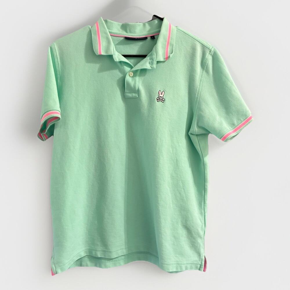 Psycho Bunny Noah Polo Miami Pool Men's Shirt Mint Green Pink Size 5